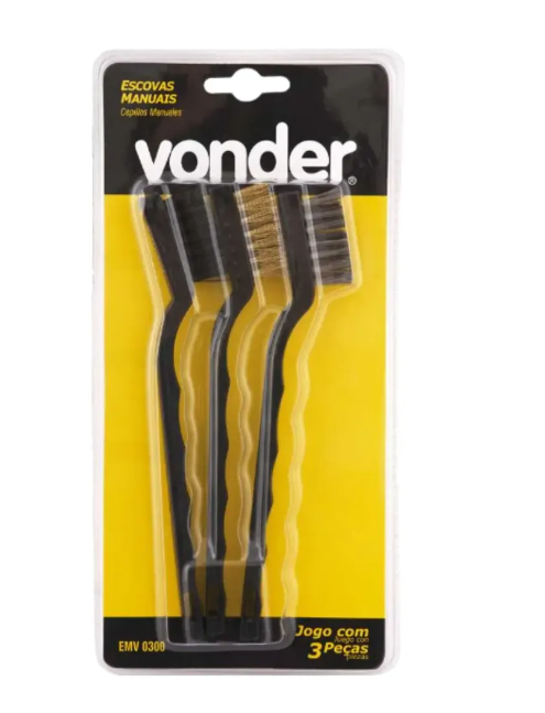 Jogo De Escovas Manuais Com 3 Peças Nylon Latão E Aço Vonder