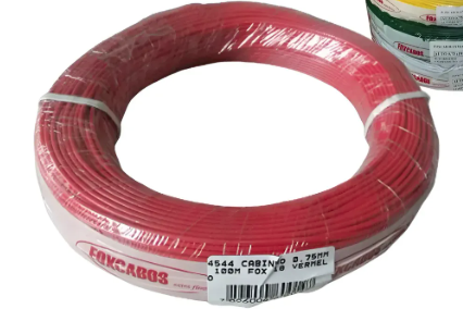Fio Cabinho 0,75mm Rolo 100m Cabo 0,75 Mm Cobre Fox Cabos vermelho