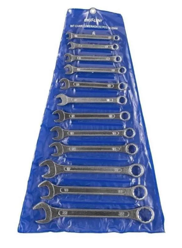 Kit de Chave Combinada Eda Boca Estrela 6 a 22mm 12 Peças Aço Cromado